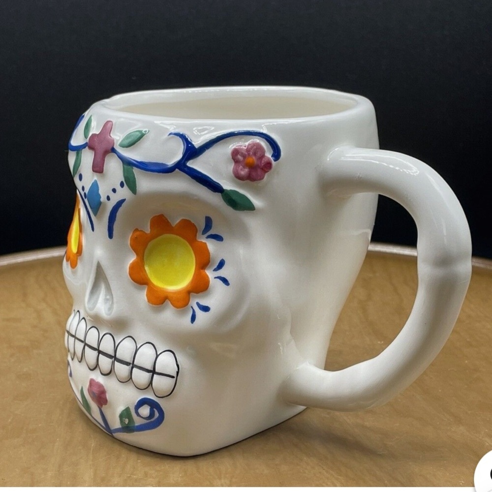 Day of the Dead Figural Hand Painted Coffee Mug Ceramic New 14oz - Picture 2 of 2